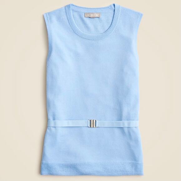 J.Crew Belted Sweater Shell Merino Wool Top Fine Rib Date Office CG796 XXS FLAW - Picture 1 of 13